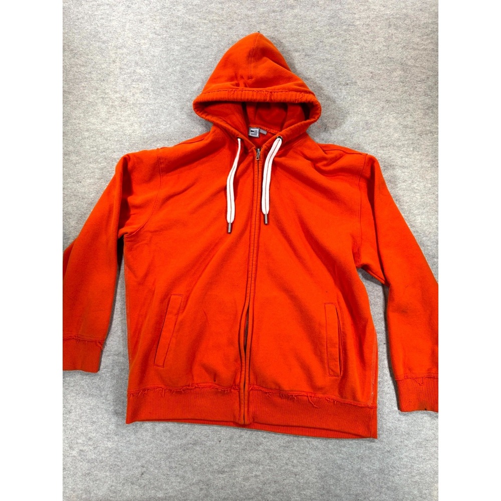 JCP Full Zip Hoodie Mens 2XLT Orange Fleece Lined Cotton Drawstring Streetwear